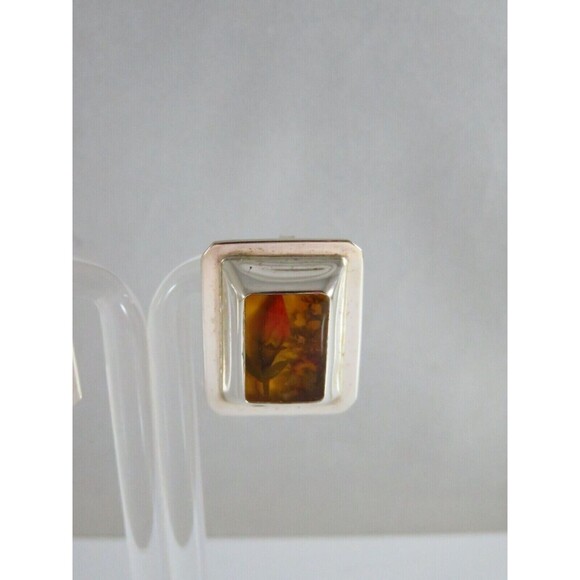 Vintage Pressed Flower Earring Set Talleres Lagunas LTT Sterling Silver - Picture 7 of 13